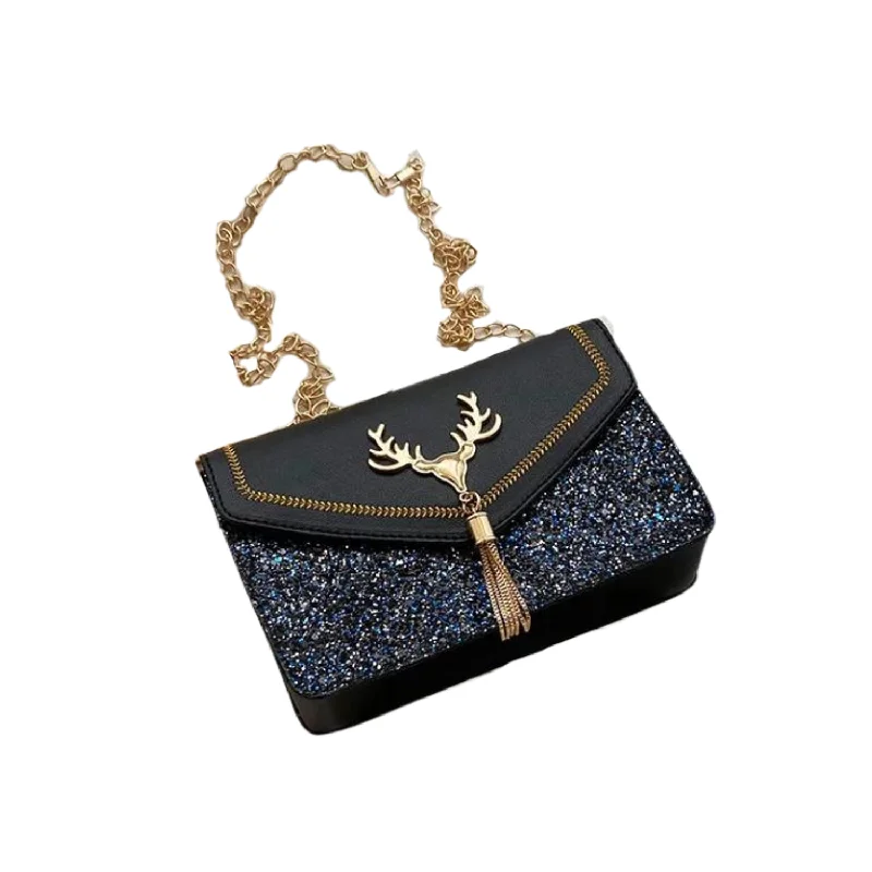 Bid Farewell To The Old Season Enchanted Glitter Deer Tassel Crossbody Bag