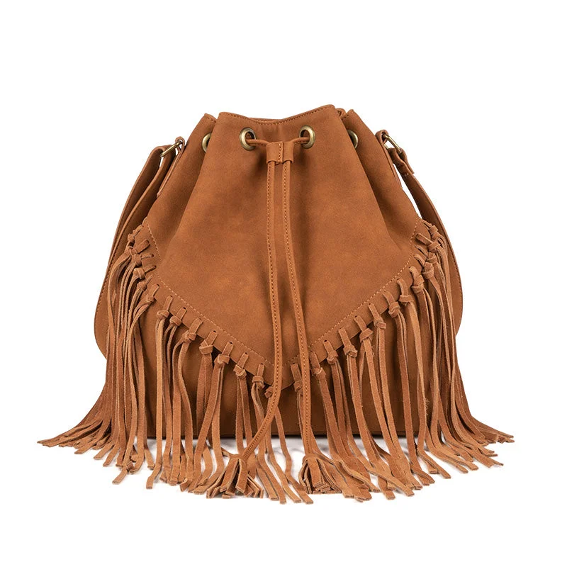 Hot Sale Vintage PU Leather Boho Crossbody Fringe Purse Shoulder Bag for Women