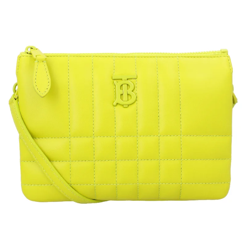 Sleek Style Discounts Burberry Lola Quilted Twin Pouch Vivid Lime Yellow