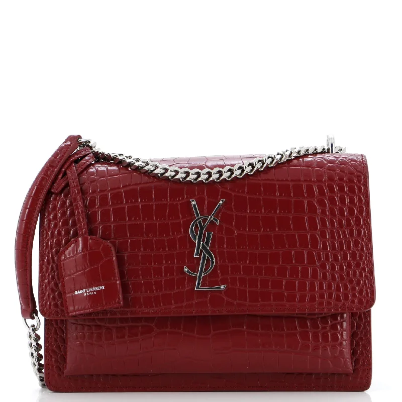 Get The Latest Trends Sunset Crossbody Bag Crocodile Embossed Leather Medium