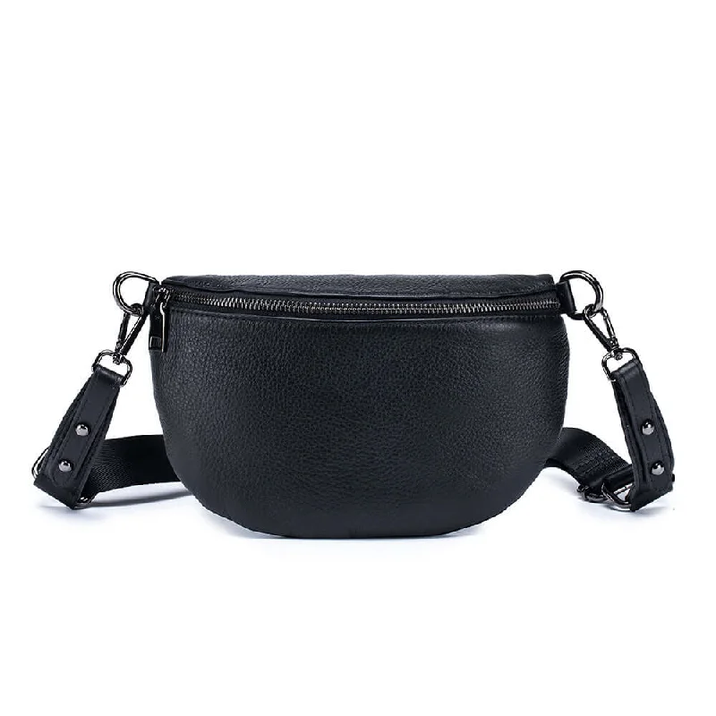 Sophisticated Style Offers Women's Leather Bum Bag NZ - Versatile Black Crossbody Bag