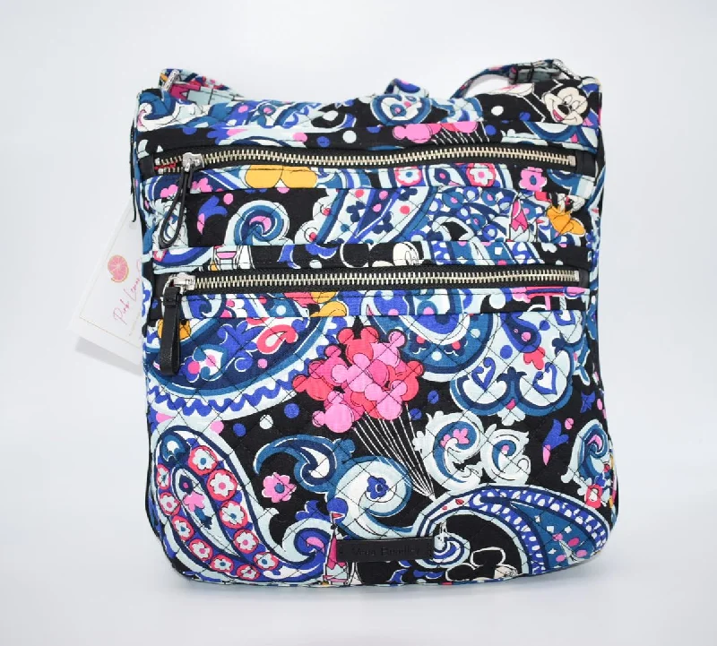 Clearance Bags For Budget Shoppers Vera Bradley Triple Zip Crossbody Bag in "Mickey's Whimsical Paisley" Pattern