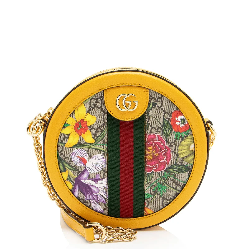 Spacious And Discounted Bags Gucci GG Supreme Flora Ophidia Round Mini Shoulder Bag