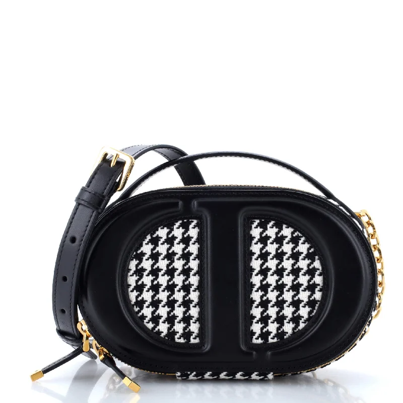 Exclusive Sale CD Signature Oval Camera Bag Houndstooth Canvas and Leather