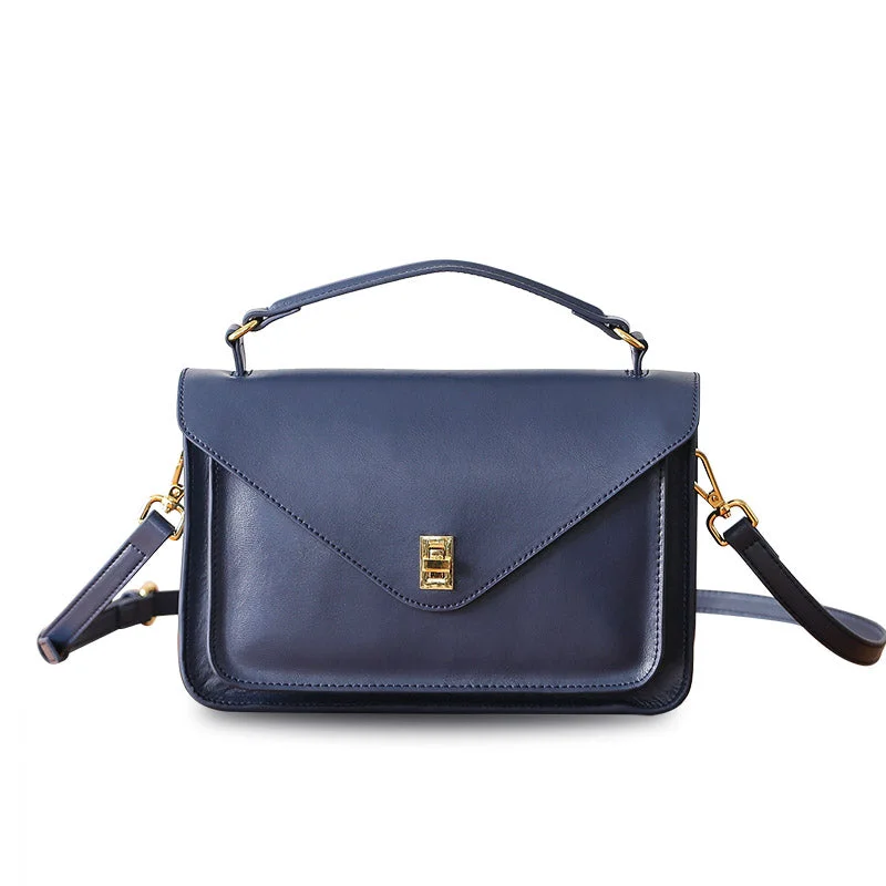 Vibrant Bags With Discounts Womens Blue Leather Satchel Bag Crossbody Bags Purses for Women