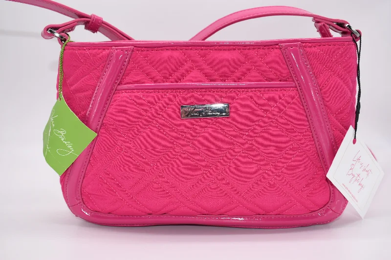 Limited Time Deal Vera Bradley Microfiber Trimmed Trapeze Crossbody Bag in "Fuchsia"