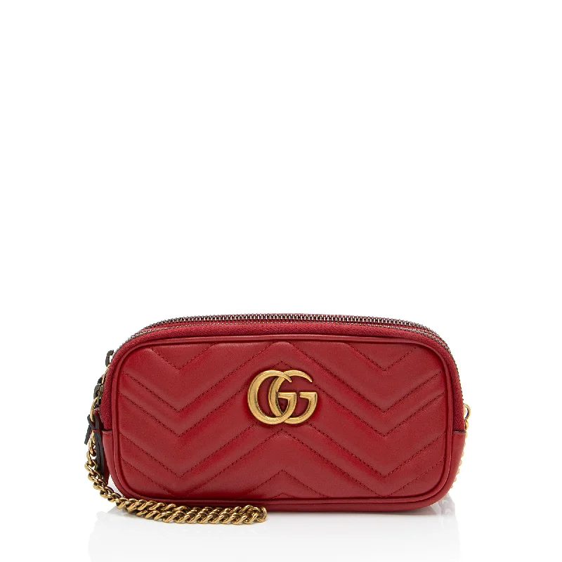 New Season Fashion Preview Sale Gucci Matelasse Leather GG Marmont Triple-Zip Mini Bag