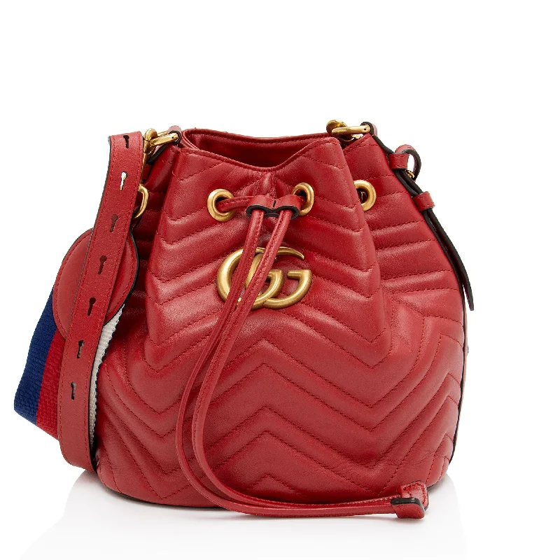 Flash Sale Fever Gucci Matelasse Leather GG Marmont Bucket Bag