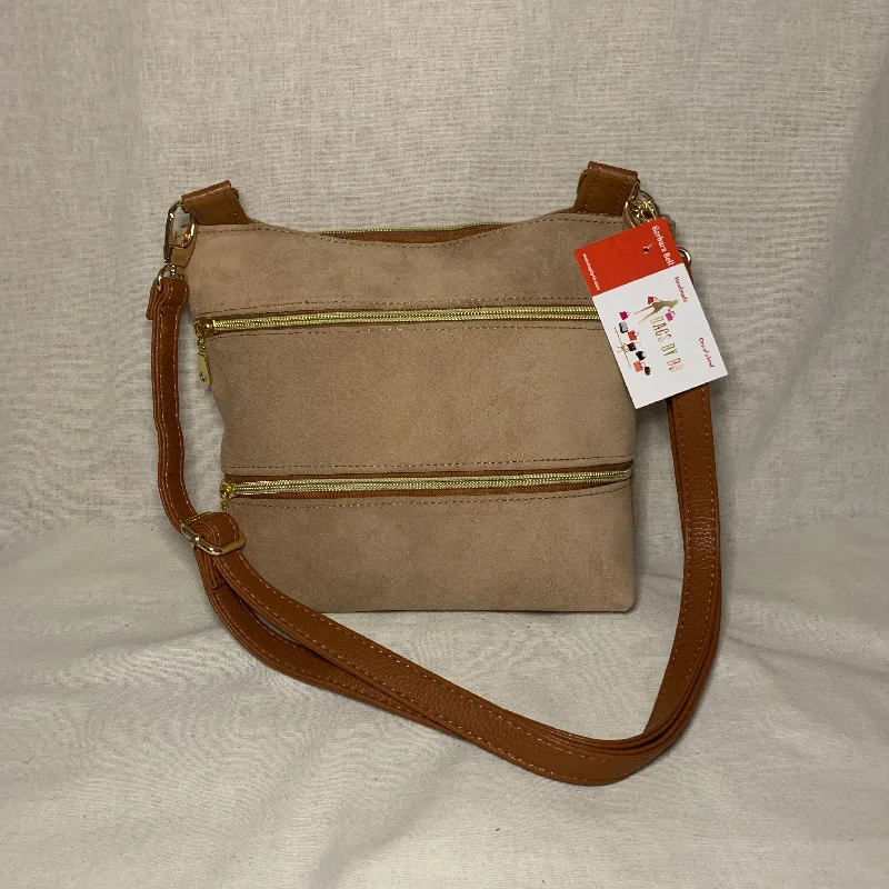 Flash Sale Buckskin leather crossbody with multiple external zipper pockets. back and front.