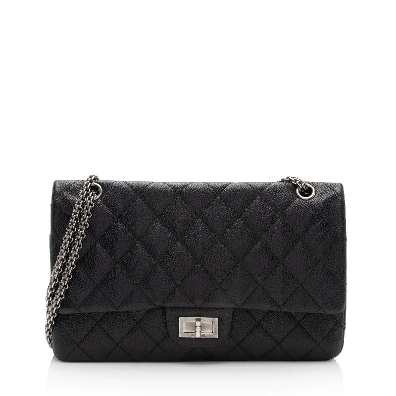 Bags For Free-Spirited And Artistic Styles Chanel Caviar Leather Reissue 227 Double Flap Shoulder Bag