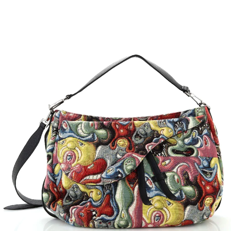 Glamorous Bags For Evening Events And Parties Kenny Scharf Saddle Soft Bag Jacquard Printed Canvas