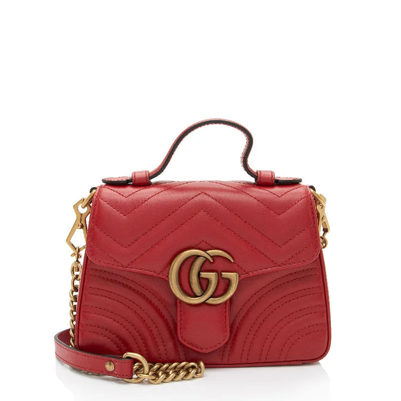 Premium Style Gucci Matelasse Leather GG Marmont Mini Top Handle