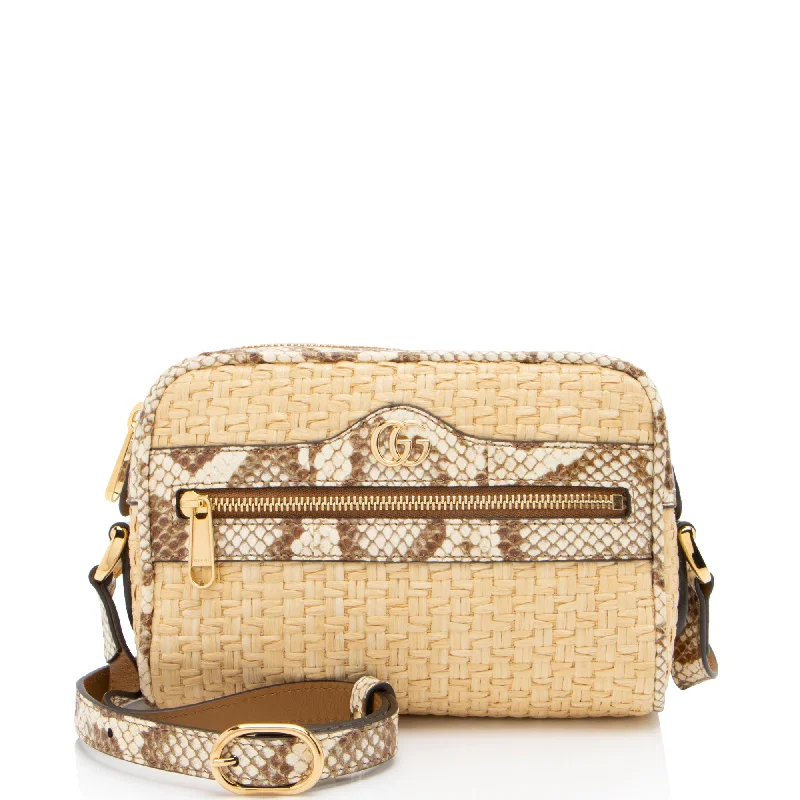 Bag For Modern Fashion Gucci Raffia Snakeskin Ophidia Mini Shoulder Bag