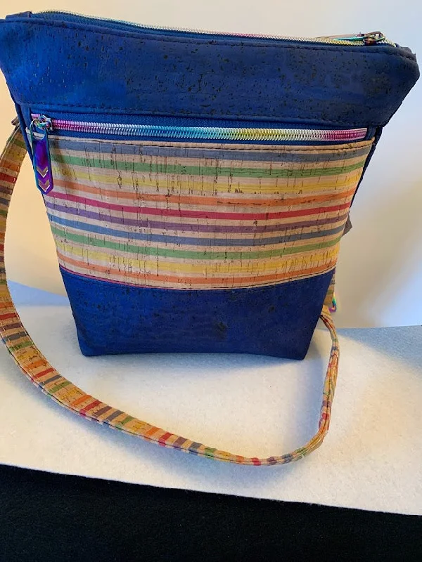 Bold Style Discounts All cork crossbody bag with rainbow hardware and matching adjustable strap