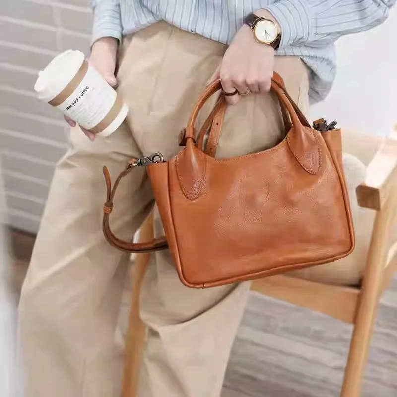 End-Of-Season Clearance Womens Genuine Leather Tote Handbags Small Shoulder Bags For Women