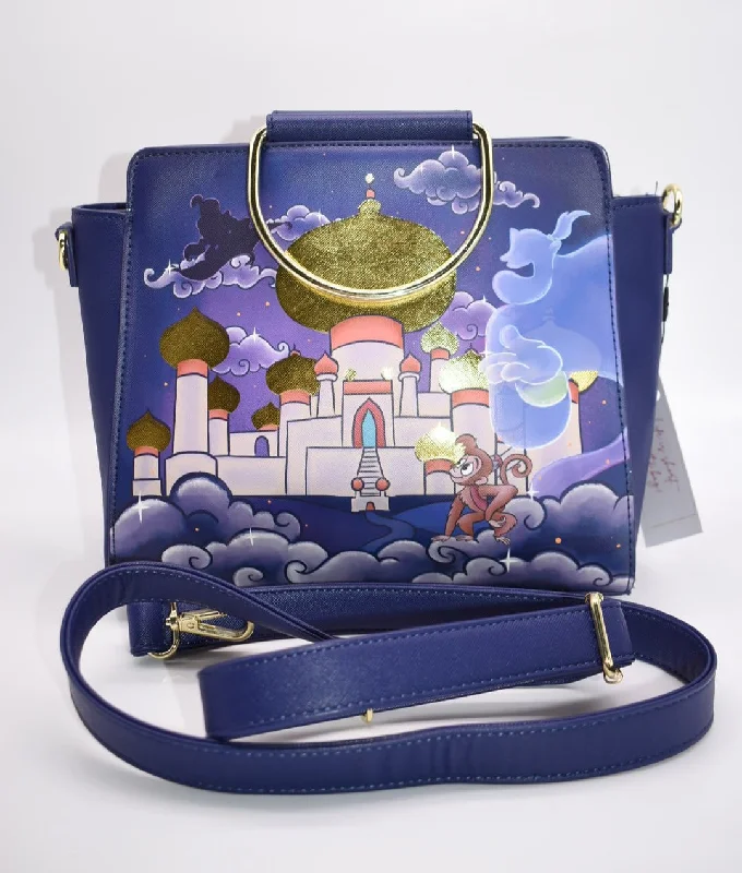 Trendy And Discounted Designer Handbags Loungefly Aladdin Princess Jasmine Castle Crossbody Bag