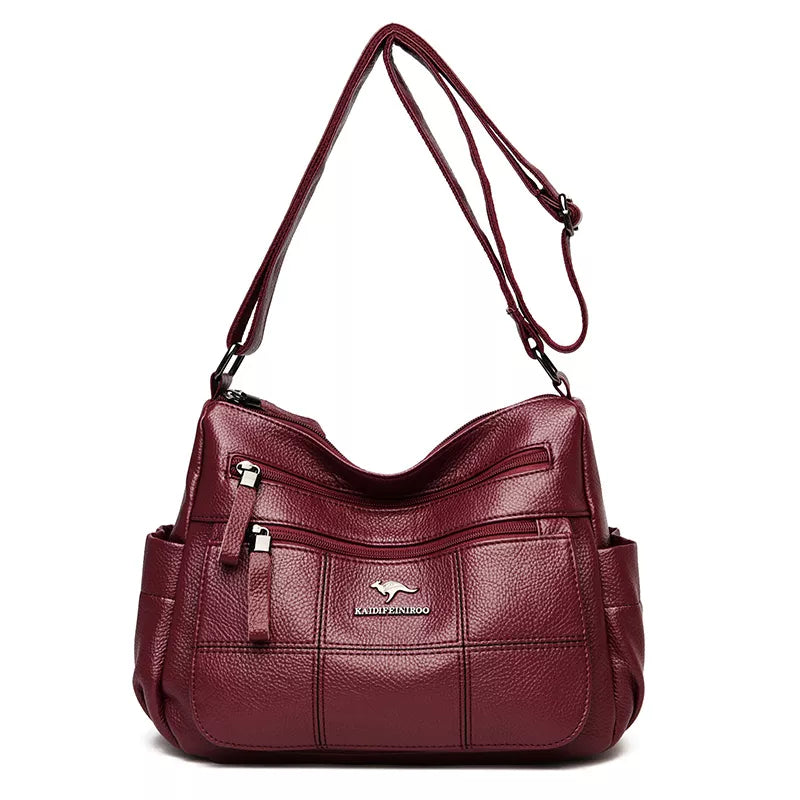 Seasonal Style Discounts Luxurious Maroon Leather Crossbody Bag