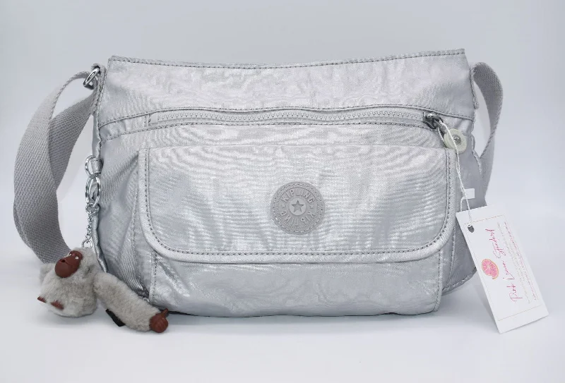 Vibrant Style Promotions Kipling Syro Crossbody Bag in Pearlized Ash Grey