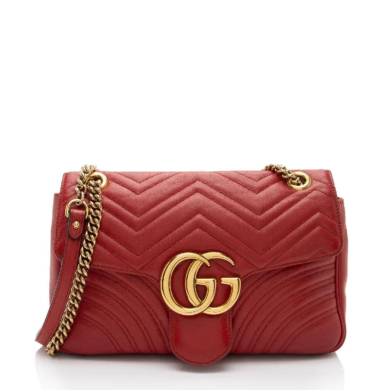 Fashion Forward Gucci Matelasse Leather GG Marmont Medium Flap Bag