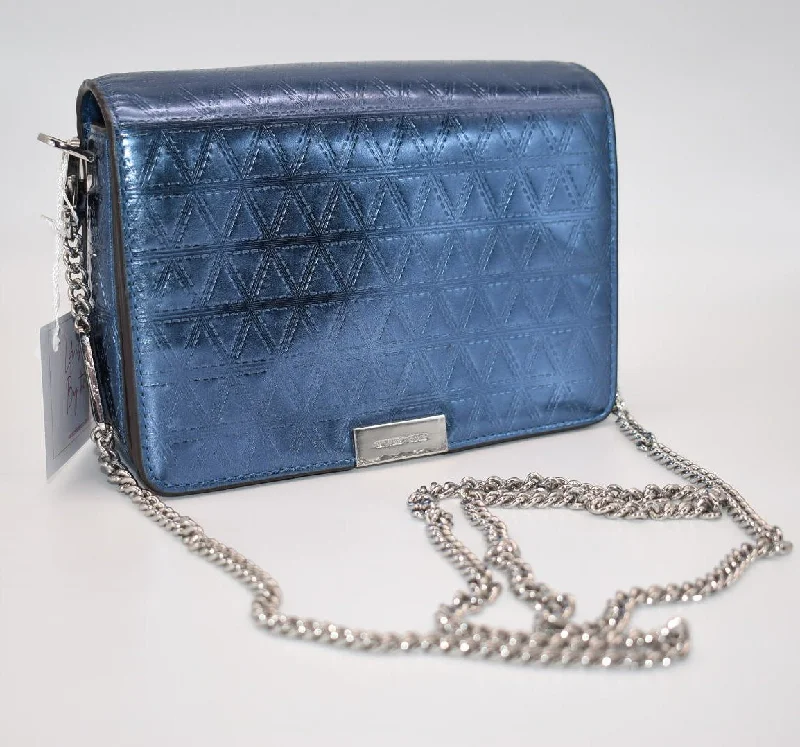 Senior Travelers Michael Kors Jade Medium Gusset Clutch-Chain Crossbody in Steel Blue