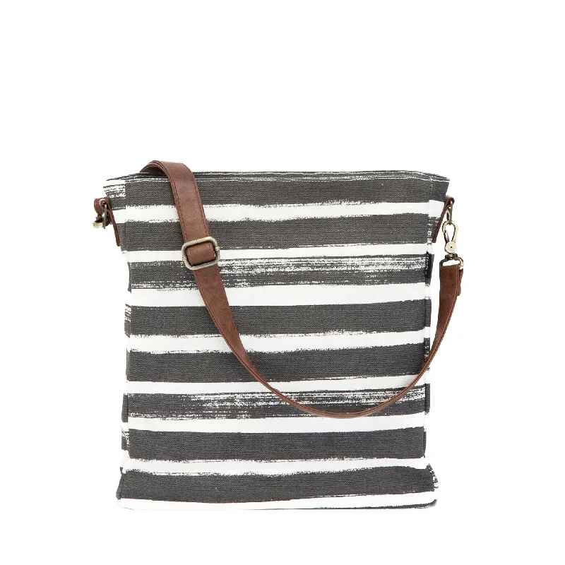 Popular Collection Crossbody Bag - Charcoal Stripes