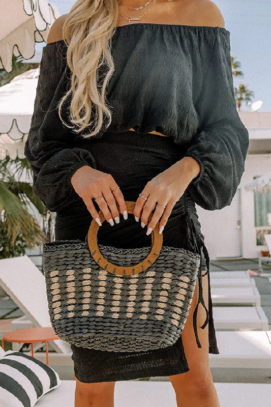 Sustainable Fashion Extravaganza Barbados Bound Raffia Bag In Black