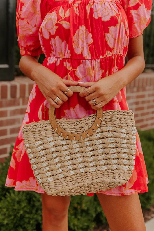 Hot Items Barbados Bound Raffia Bag In Tan