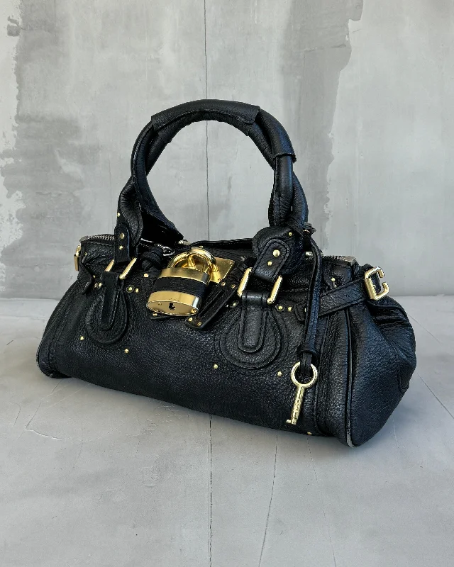 Timeless Elegance Redefined CHLOE BY PHOEBE PHILO BLACK LEATHER PADDINGTON BAG