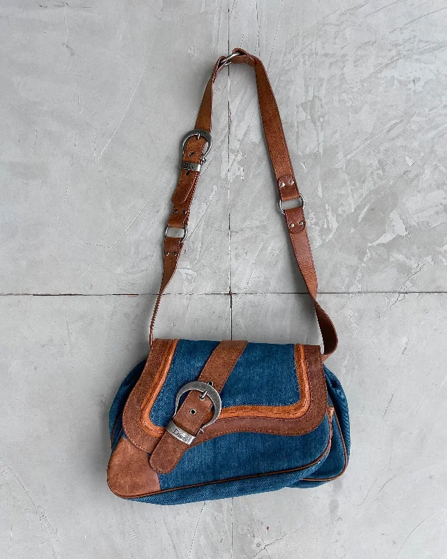 Clearance-Priced Bags DIOR 2000'S DENIM & LEATHER GAUCHO SADDDLE BAG