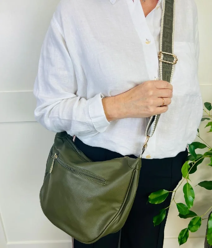 Luxury Fashion Khaki Soft Crescent Bag