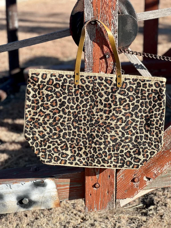 Discover Now Leopard Classic Jute Bag