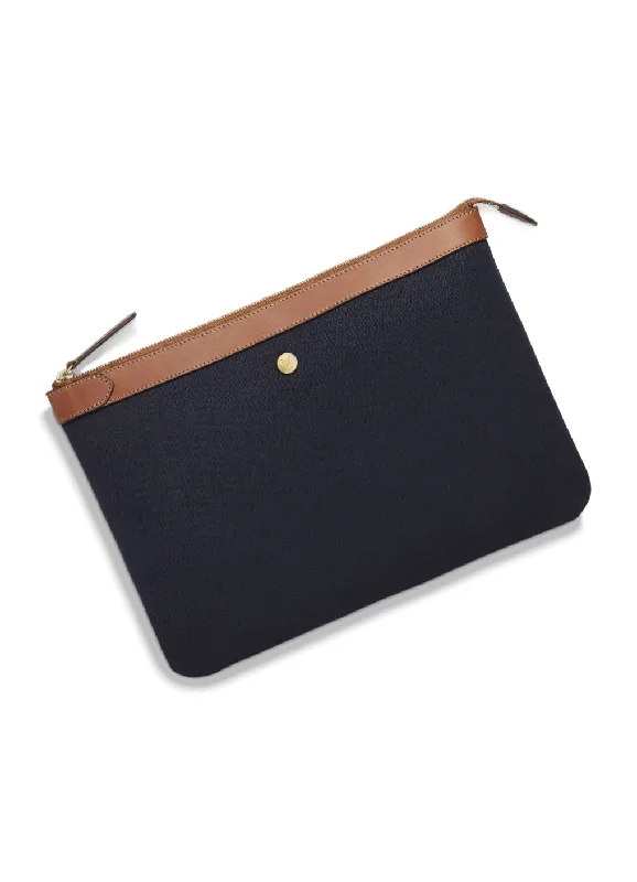 Bags With Discounts M/S POUCH LARGE | Midnight Blue/Cuoio