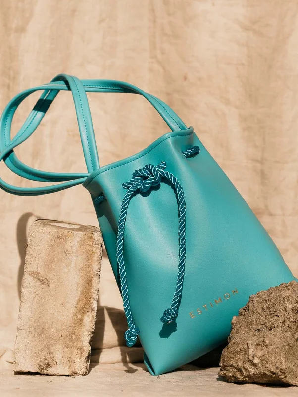 Sophisticated Fashion Mini Grape Leather Vegan Pouch | Turquoise