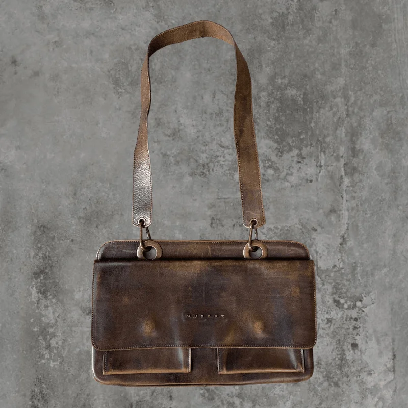 Hot Trends MUXART BROWN LEATHER SIDE BAG