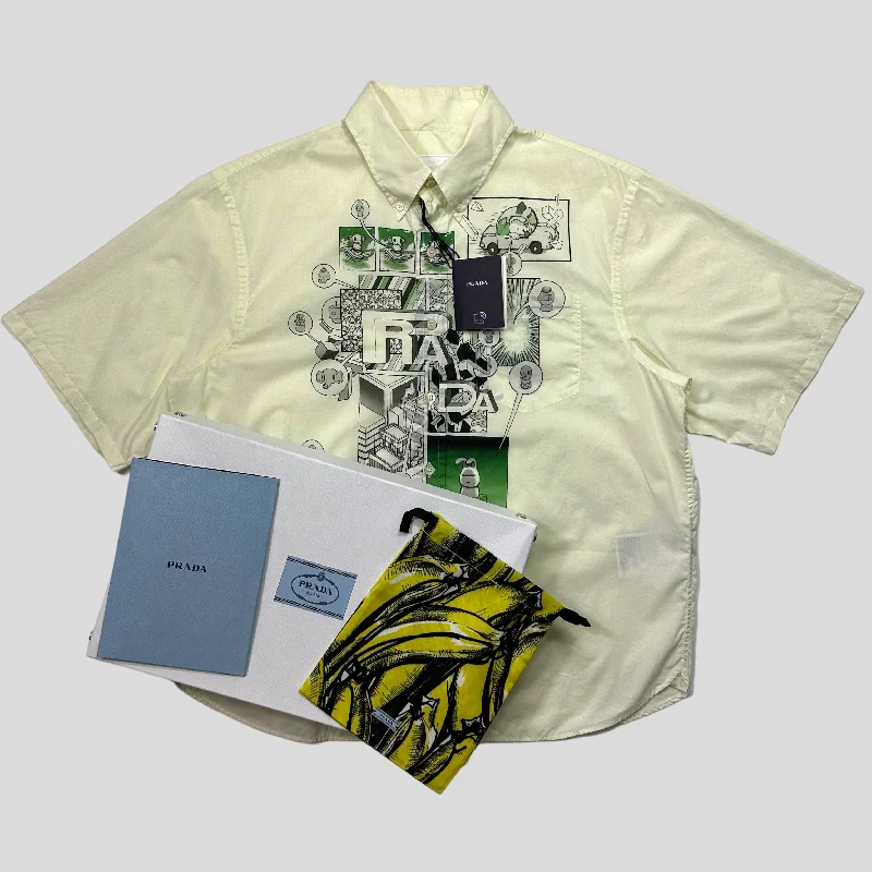 Vintage Style Deals Prada Milano 2017 Comic Print Boxy Cotton Shirt + Tags Box Dustbag etc - XL