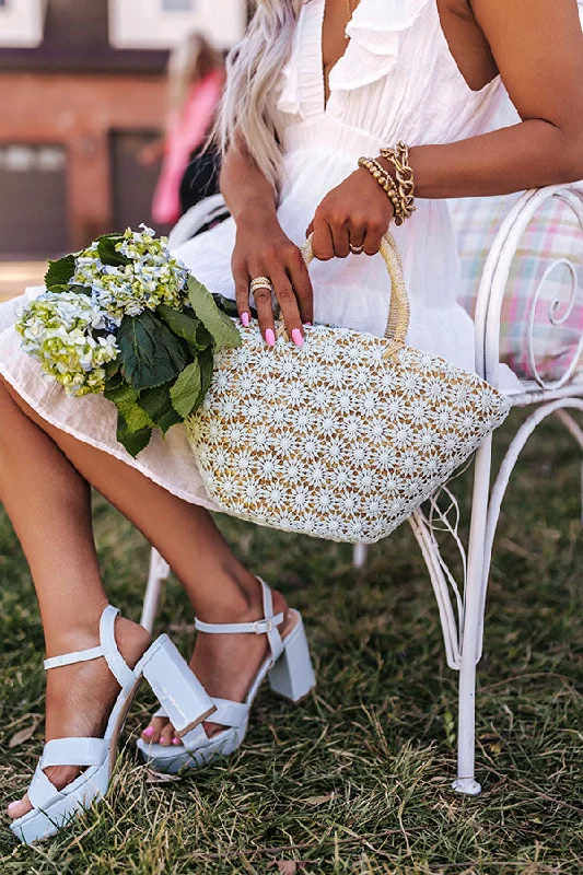 New Styles Just In Sun And Fun Woven Bag In Sky Blue