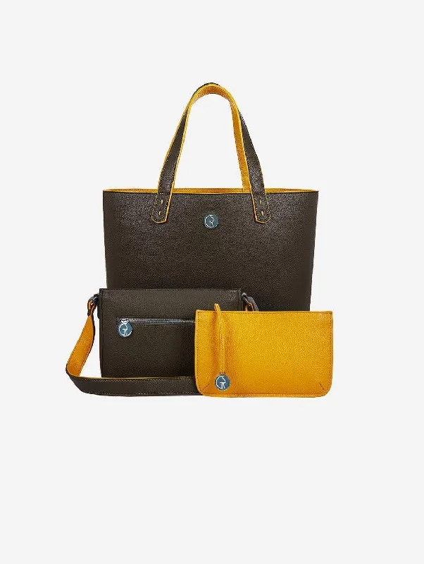 Contemporary Chic Promotions 3 Vegan Leather Bags in 1 | Green & Mustard