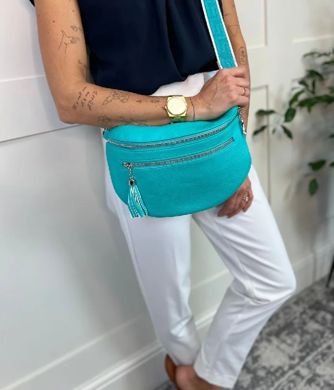 End Of Season Sale Turquoise Soft Half Moon Bag