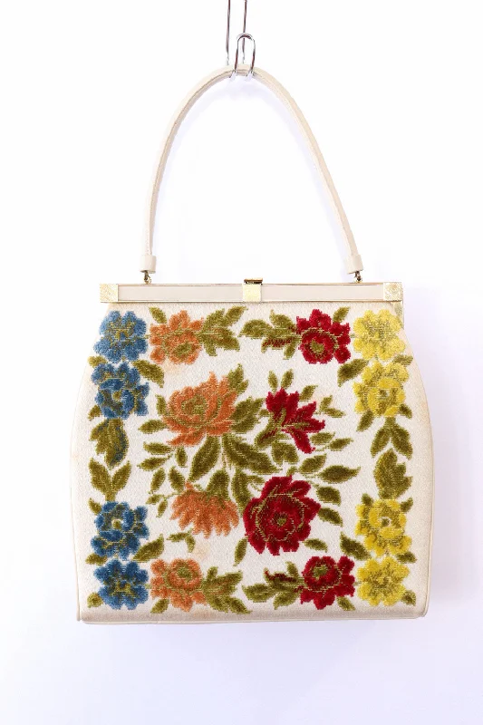 Vintage-Inspired Floral Chenille Handbag