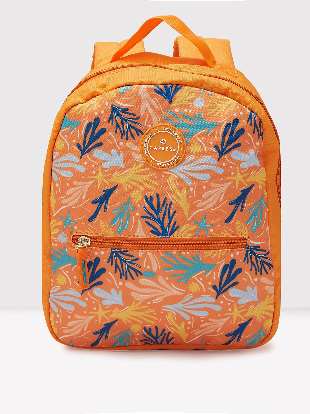 Luxury Bags For Working Professionals Caprese Xenia Backpack Small Orange Printed