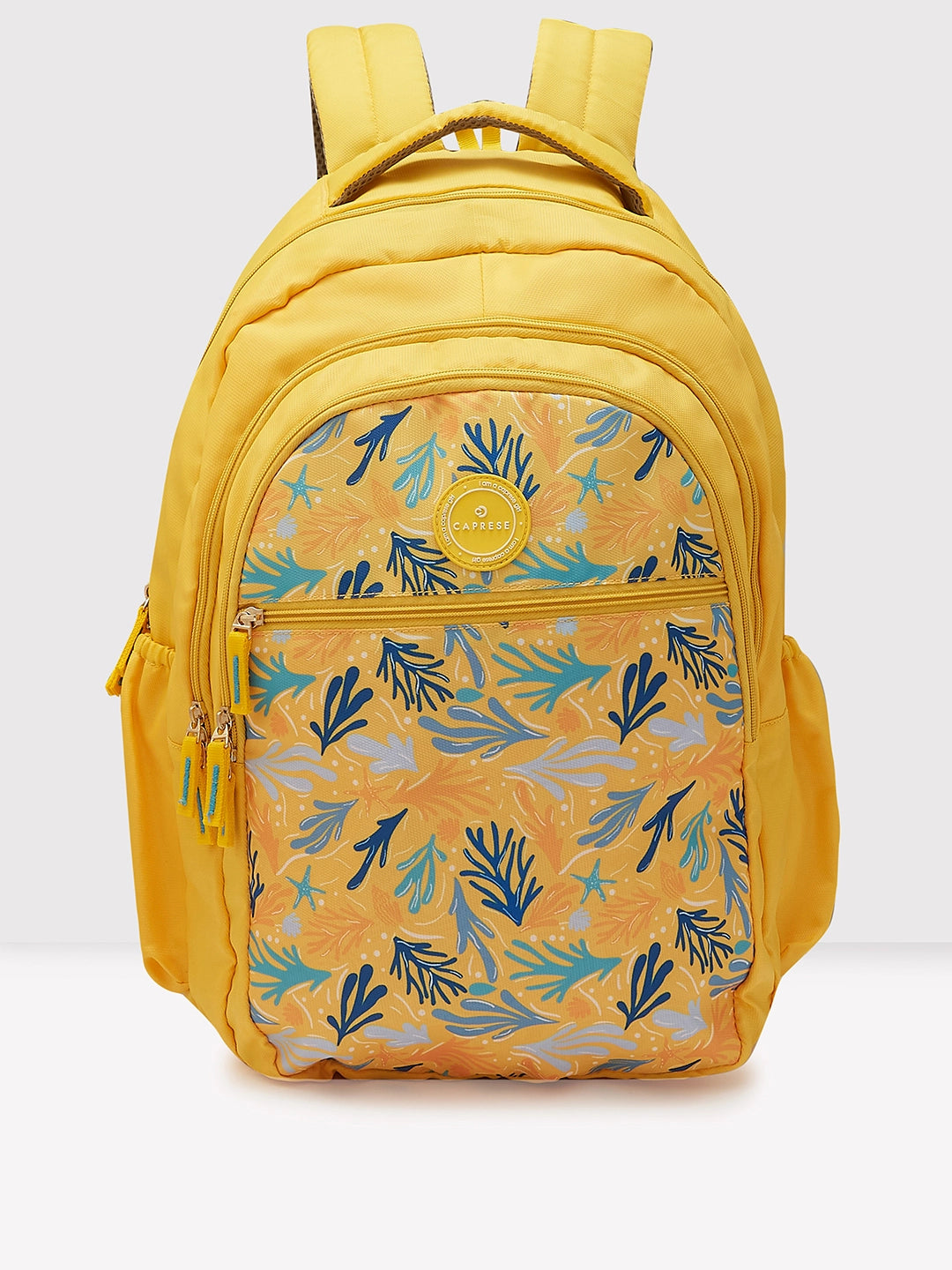 Luxurious Bags With Limited-Time Offers Caprese Xenia School Laptop Backpack Large Printed Yellow