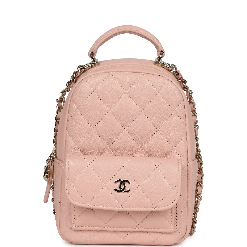 Luxurious Bags With Limited-Time Offers Chanel Mini Phone Holder Backpack with Chain Light Pink Caviar Light Gold Hardware