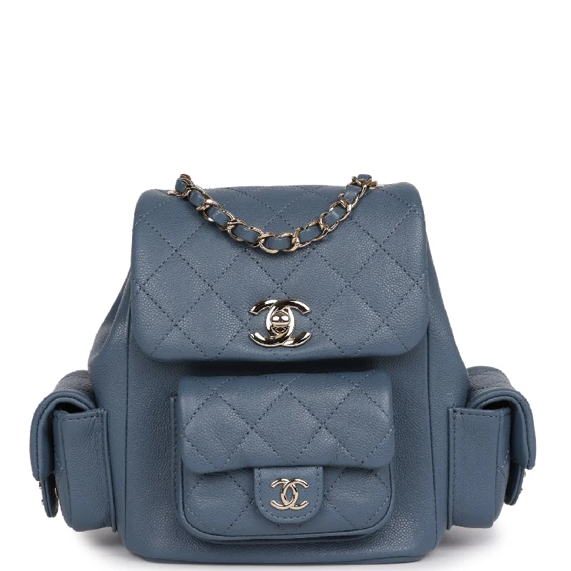 Lightweight Bags For Senior Travelers Chanel Small Duma Backpack Blue Caviar Light Gold Hardware