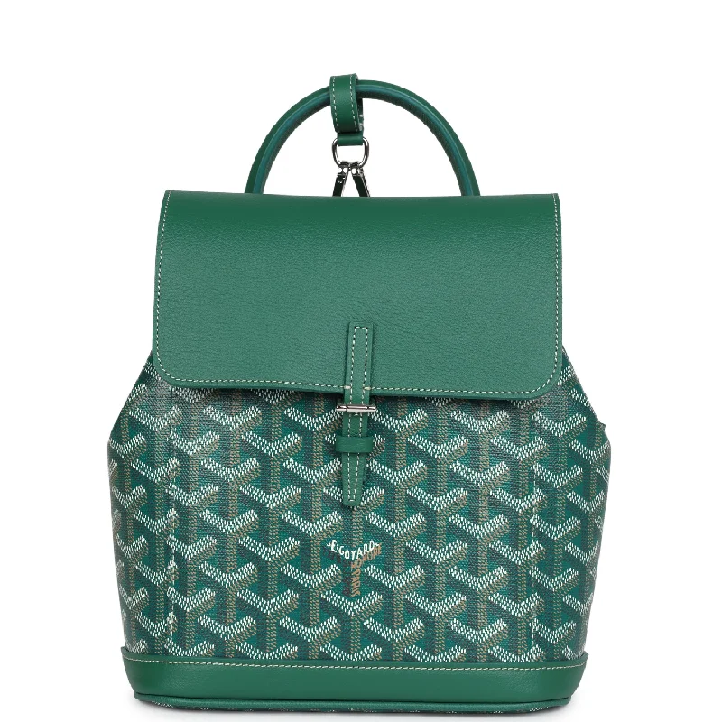 Stylish Bag For Women Goyard Alpin Backpack Green Goyardine Canvas Palladium Hardware