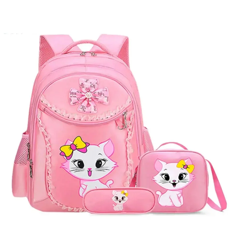 Sleek And Seasonal Sale Bags 3 Pieces Pink Cat Children Backpack School Bags for girls 4136-1