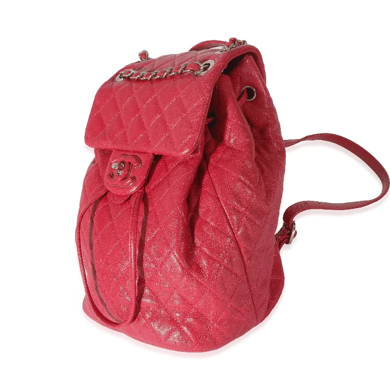 Halloween-Themed Red Quilted Calfskin Medium Covered CC Drawstring Backpack