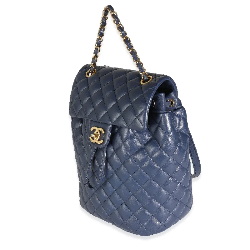 Bags With Tsa-Approved Features Navy Quilted Lambskin Small Urban Spirit Backpack