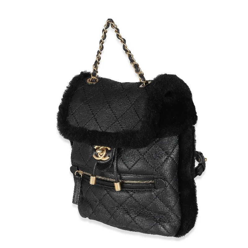 Bag For Luxury Lovers Black Quilted Shearling Paris Hamburg Small Backpack