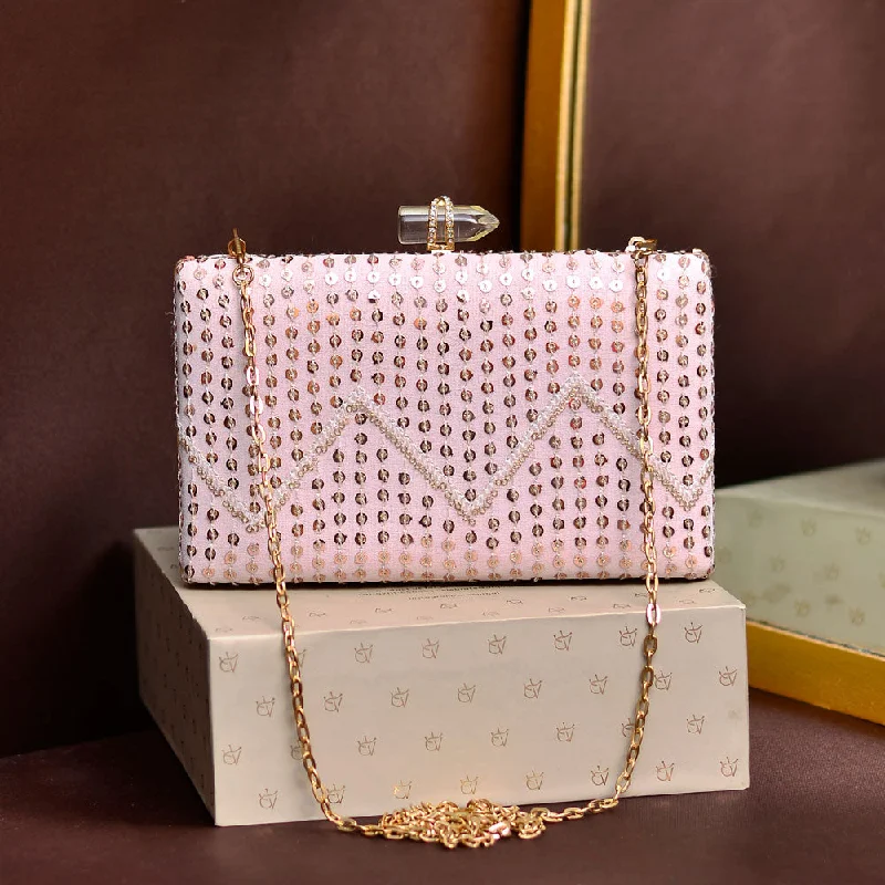 Trendy Festival Bags With Limited-Time Offers Baby Pink Sequins Clutch