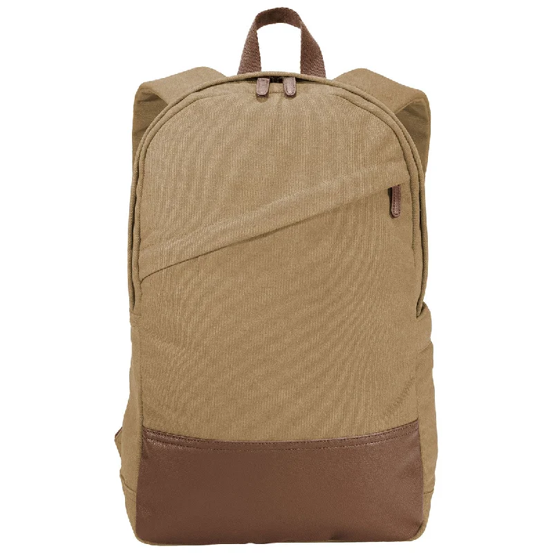 Discounted Designer Bags On Sale Port Authority Desert Khaki Cotton Canvas Backpack